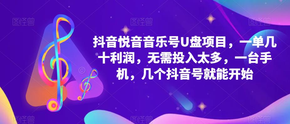 抖音音乐号U盘项目，一单几十利润，无需投入太多，一台手机，几个抖音号就能开始-599资源坊
