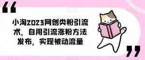 小淘2023网创类粉引流术,自用引流涨粉方法发布,实现被动流量-599资源坊