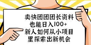卖快团团团长资料也能日入100+新人如何从小项目里探索出新机会-599资源坊