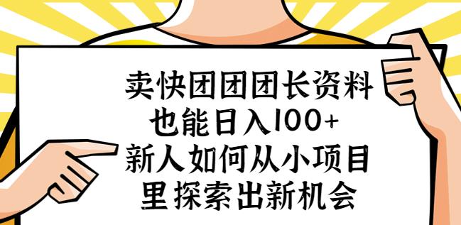 卖快团团团长资料也能日入100+新人如何从小项目里探索出新机会-599资源坊
