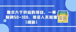 需求大于供应的项目,一单利润50-100,很多人不知道【揭秘】-599资源坊