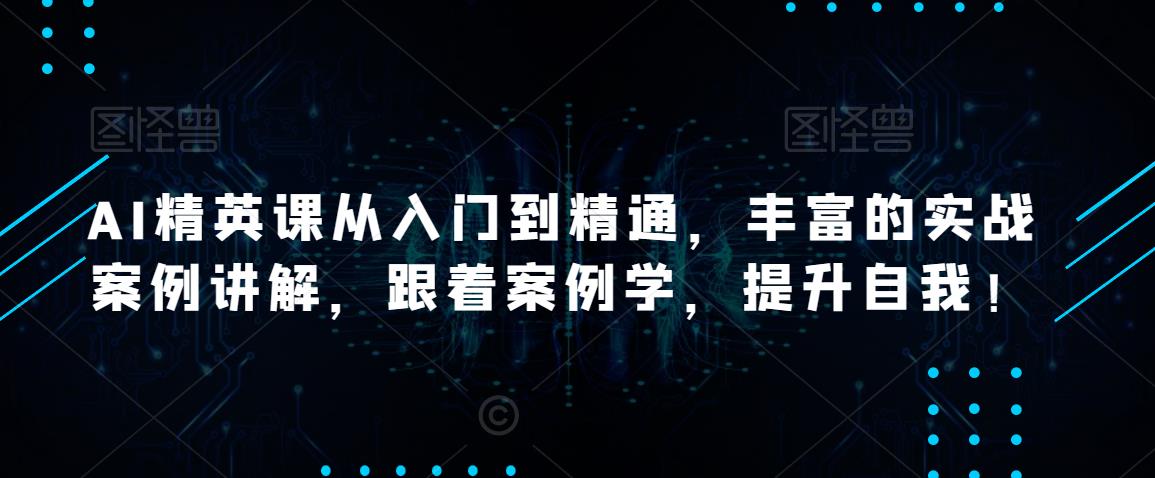 AI精英课从入门到精通，丰富的实战案例讲解，跟着案例学，提升自我！-599资源坊