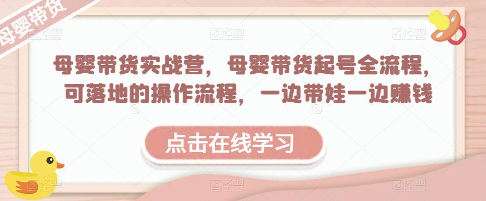 母婴带货实战营，母婴带货起号全流程，可落地的操作流程，一边带娃一边赚钱（附素材）-599资源坊