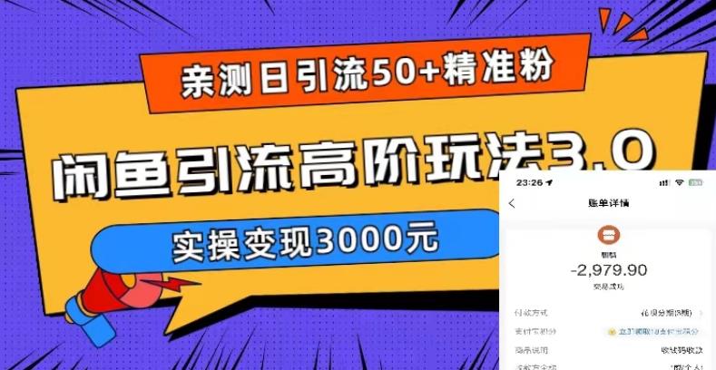 亲测日引50+精准粉，闲鱼引流高阶玩法3.0，实操变现3000元【揭秘】-599资源坊