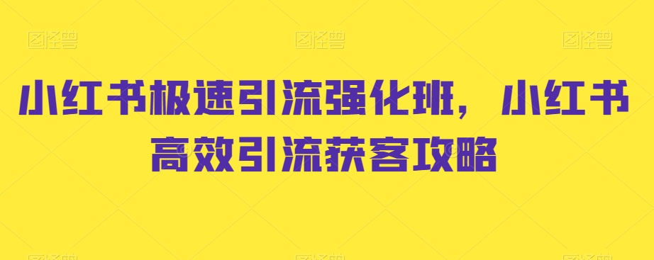 小红书极速引流强化班，小红书高效引流获客攻略-599资源坊