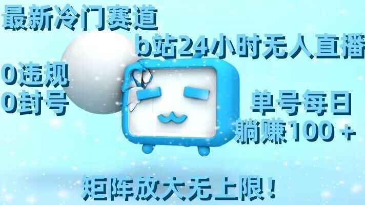 最新冷门赛道，b站24小时无人直播，0违规0封号，单号每日躺赚100＋，矩阵放大无上限【揭秘】-599资源坊