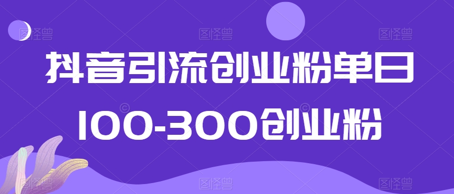 抖音引流创业粉单日100-300创业粉【揭秘】-599资源坊
