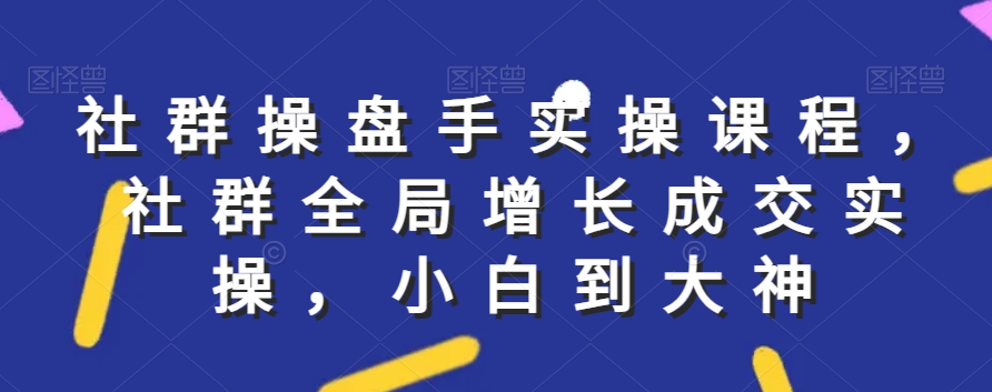 社群实操课程，社群全局增长成交实操，小白到大神-599资源坊