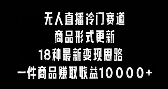 无人直播冷门赛道，商品形式更新，18种变现思路，一件商品赚取收益10000+【揭秘】-599资源坊