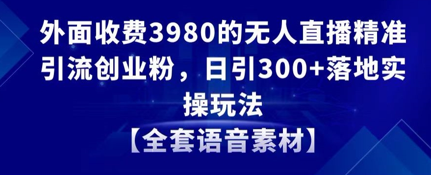 外面收费3980的无人直播精准引流创业粉，日引300+落地实操玩法【全套语音素材】【揭秘】-599资源坊