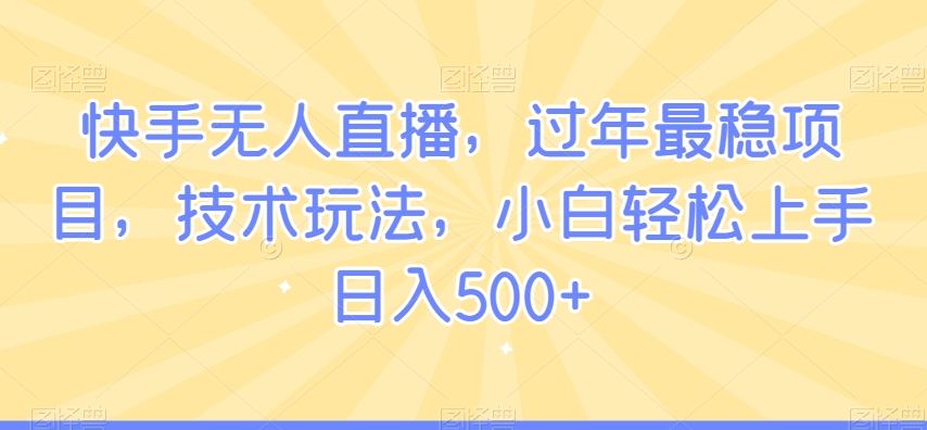快手无人直播，过年最稳项目，技术玩法，小白轻松上手日入500+【揭秘】-599资源坊