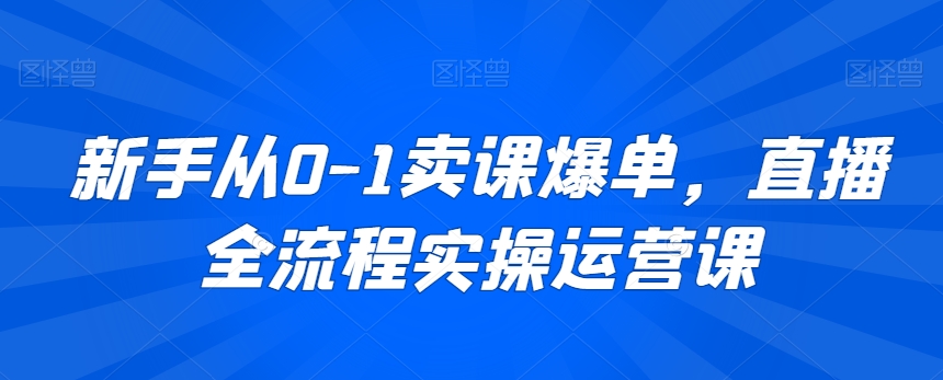 新手从0-1卖课爆单，直播全流程实操运营课-599资源坊