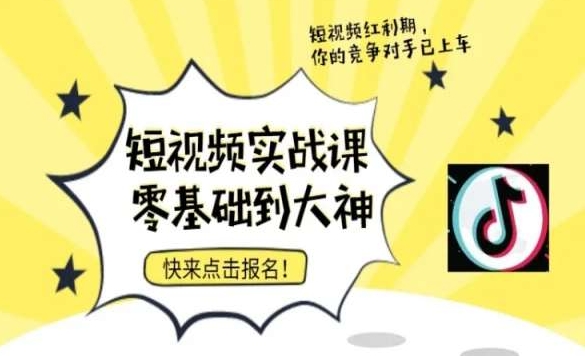短视频零基础落地实操训练营，短视频实战课零基础到大神-599资源坊