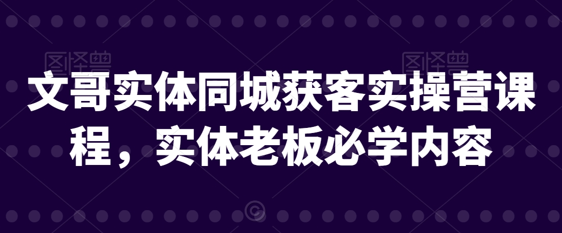 文哥实体同城获客实操营课程，实体老板必学内容-599资源坊