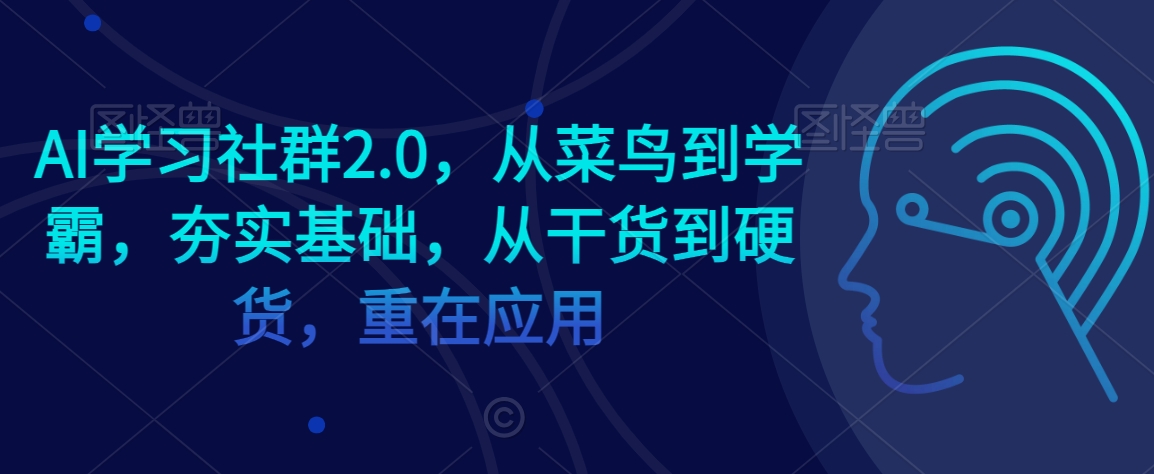 AI学习社群2.0，从菜鸟到学霸，夯实基础，从干货到硬货，重在应用-599资源坊