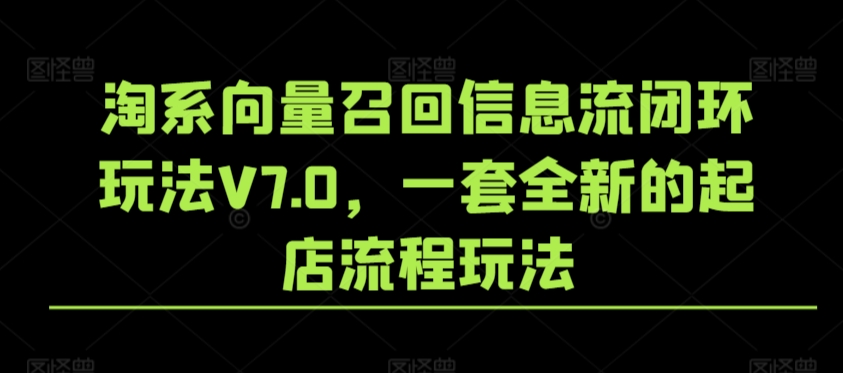 淘系向量召回信息流闭环玩法V7.0，一套全新的起店流程玩法-599资源坊