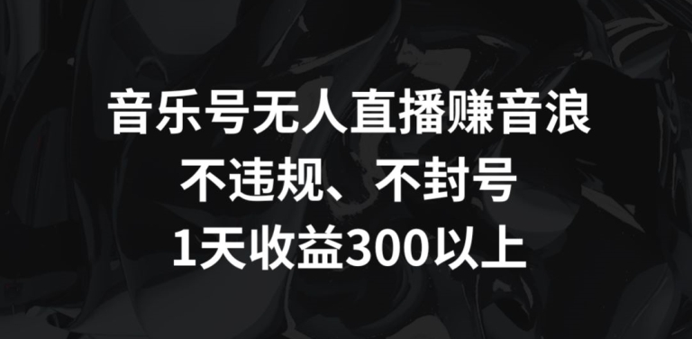 音乐号无人直播赚音浪，不违规、不封号，1天收益300+【揭秘】-599资源坊