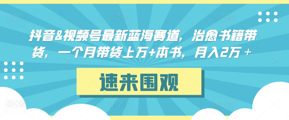 抖音&视频号最新蓝海赛道，治愈书籍带货，一个月带货上万+本书，月入2万＋【揭秘】-599资源坊