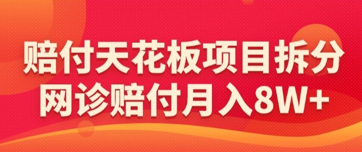 赔付天花板项目拆分，网诊赔付月入8W+-【仅揭秘】-599资源坊