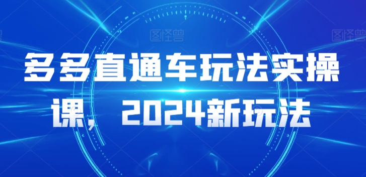 多多直通车玩法实操课，2024新玩法-599资源坊