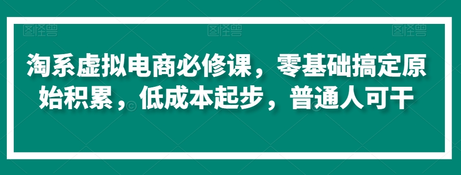 淘系虚拟电商必修课，零基础搞定原始积累，低成本起步，普通人可干-599资源坊