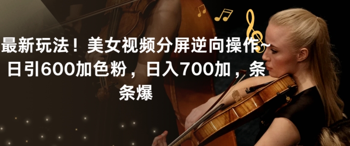 最新玩法！美女视频分屏逆向操作~日引600加色粉，日入700加，条条爆【揭秘】-599资源坊
