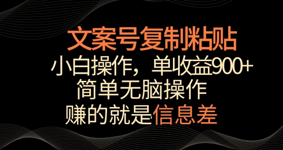 文案号掘金，简单复制粘贴，小白操作，单作品收益900+【揭秘】-599资源坊