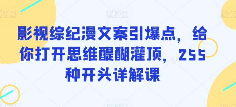 影视综纪漫文案引爆点，给你打开思维醍醐灌顶，255种开头详解课-599资源坊
