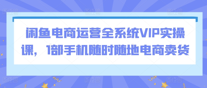 闲鱼电商运营全系统VIP实操课，1部手机随时随地电商卖货-599资源坊