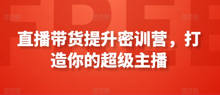 直播带货提升密训营，打造你的超级主播-599资源坊