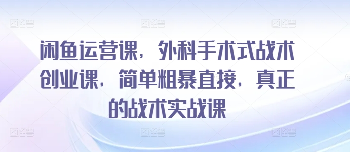 闲鱼运营课，外科手术式战术创业课，简单粗暴直接，真正的战术实战课-599资源坊