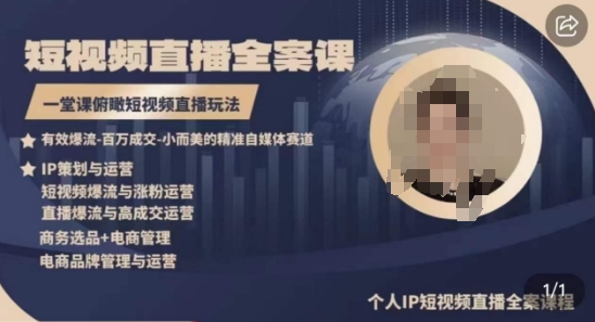 高品质IP短视频直播全案课程，一堂课俯瞰短视频直播玩法-599资源坊