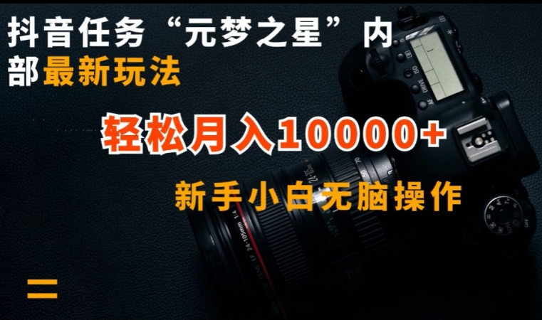 抖音任务“元梦之星”内部最新玩法，新手小白无脑操作，轻松月入10000+【揭秘】-599资源坊