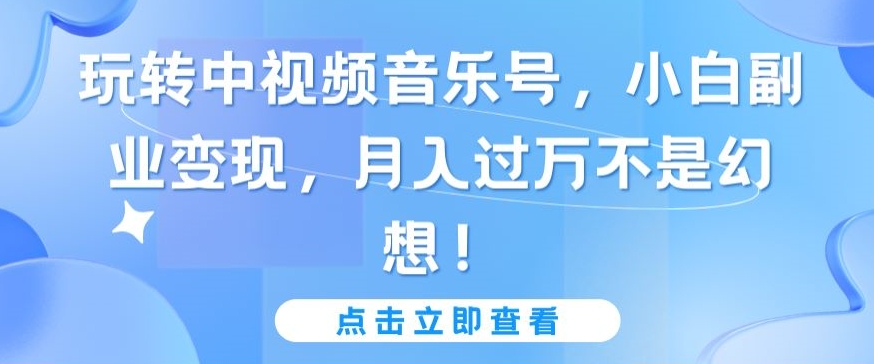 玩转中视频音乐号，小白副业变现，月入过万不是幻想【揭秘】-599资源坊