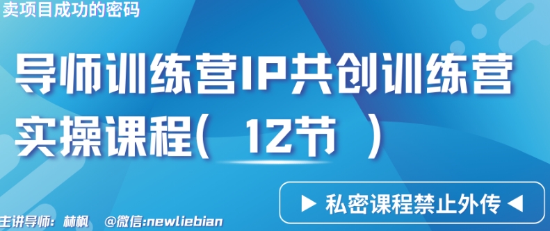 导师训练营3.0IP共创训练营私密实操课程（12节）-卖项目的密码成功秘诀【揭秘】-599资源坊