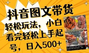 抖音图文带货已过时?那你不如仔细看看这个,小白看完轻松上手起号,日入500+不是梦【揭秘】-599资源坊