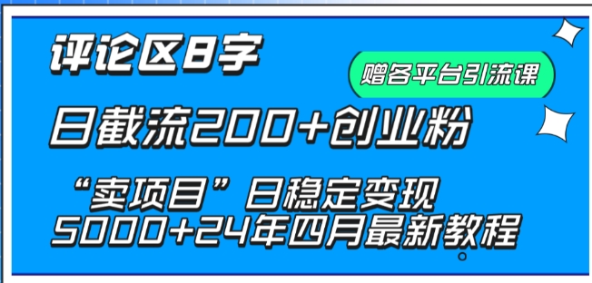 抖音评论区8字日截流200+创业粉 “卖项目”日稳定变现5000+【揭秘】-599资源坊