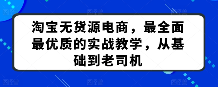 淘宝无货源电商，最全面最优质的实战教学，从基础到老司机-599资源坊
