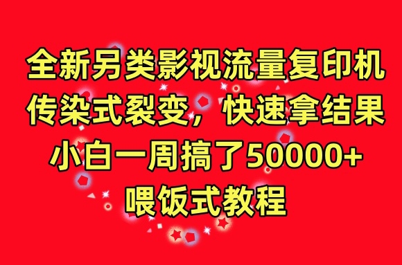 全新另类影视流量复印机，传染式裂变，快速拿结果，小白一周搞了50000+，喂饭式教程【揭秘】-599资源坊