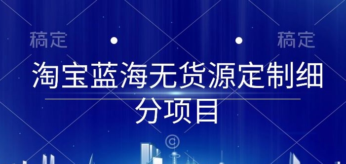淘宝蓝海无货源定制细分项目，从0到起店实操全流程【揭秘】-599资源坊