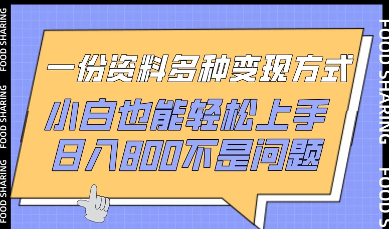 一份资料多种变现方式，小白也能轻松上手，日入800不是问题【揭秘】-599资源坊