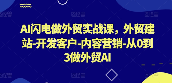 AI闪电做外贸实战课，​外贸建站-开发客户-内容营销-从0到3做外贸AI-599资源坊