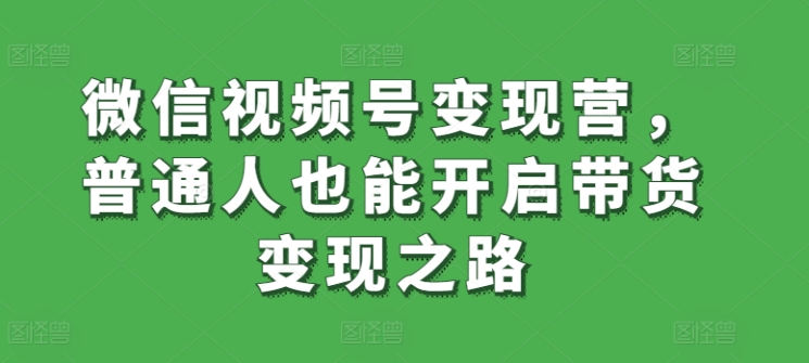 微信视频号变现营，普通人也能开启带货变现之路-599资源坊