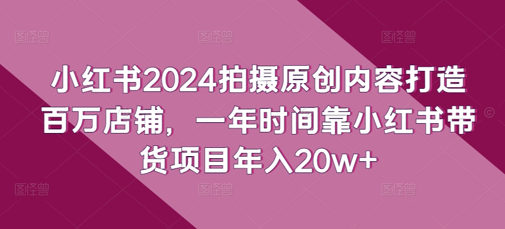 小红书2024拍摄原创内容打造百万店铺，一年时间靠小红书带货项目年入20w+-599资源坊