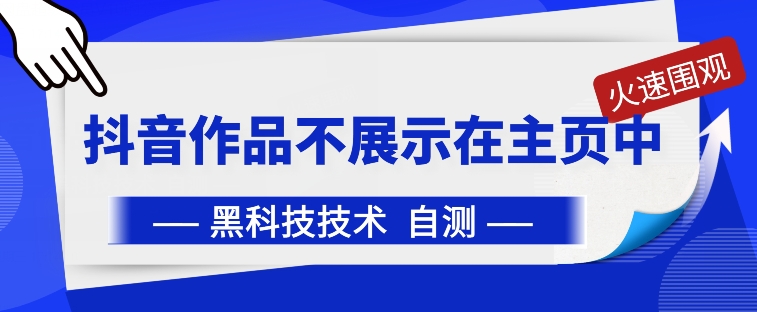 抖音黑科技：抖音作品不展示在主页中【揭秘】-599资源坊