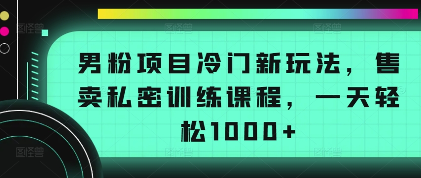 男粉项目冷门新玩法，售卖私密训练课程，一天轻松1000+【揭秘】-599资源坊