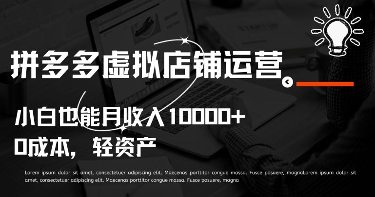 拼多多虚拟店铺运营小白也能月收入10000+【揭秘】-599资源坊