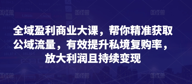 全域盈利商业大课，帮你精准获取公域流量，有效提升私境复购率，放大利润且持续变现-599资源坊