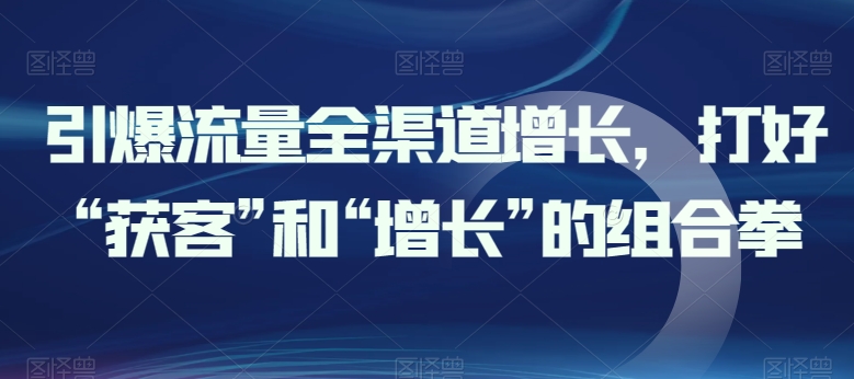 引爆流量全渠道增长，打好“获客”和“增长”的组合拳-599资源坊