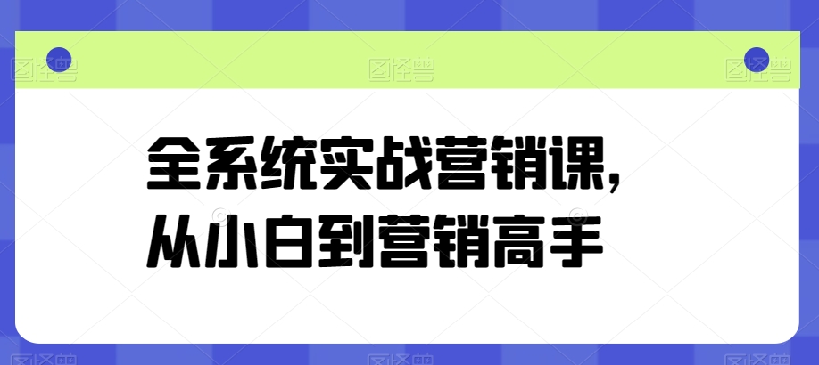 全系统实战营销课，从小白到营销高手-599资源坊
